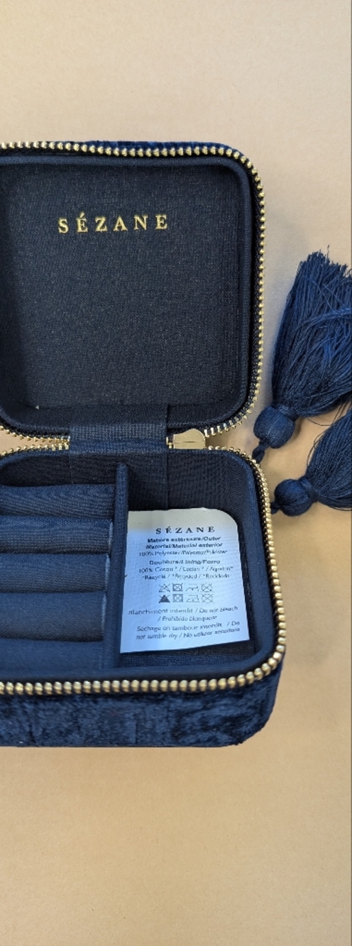 Sezane Navy Travel Jewelry Case with Tassel - Picture 1 of 5